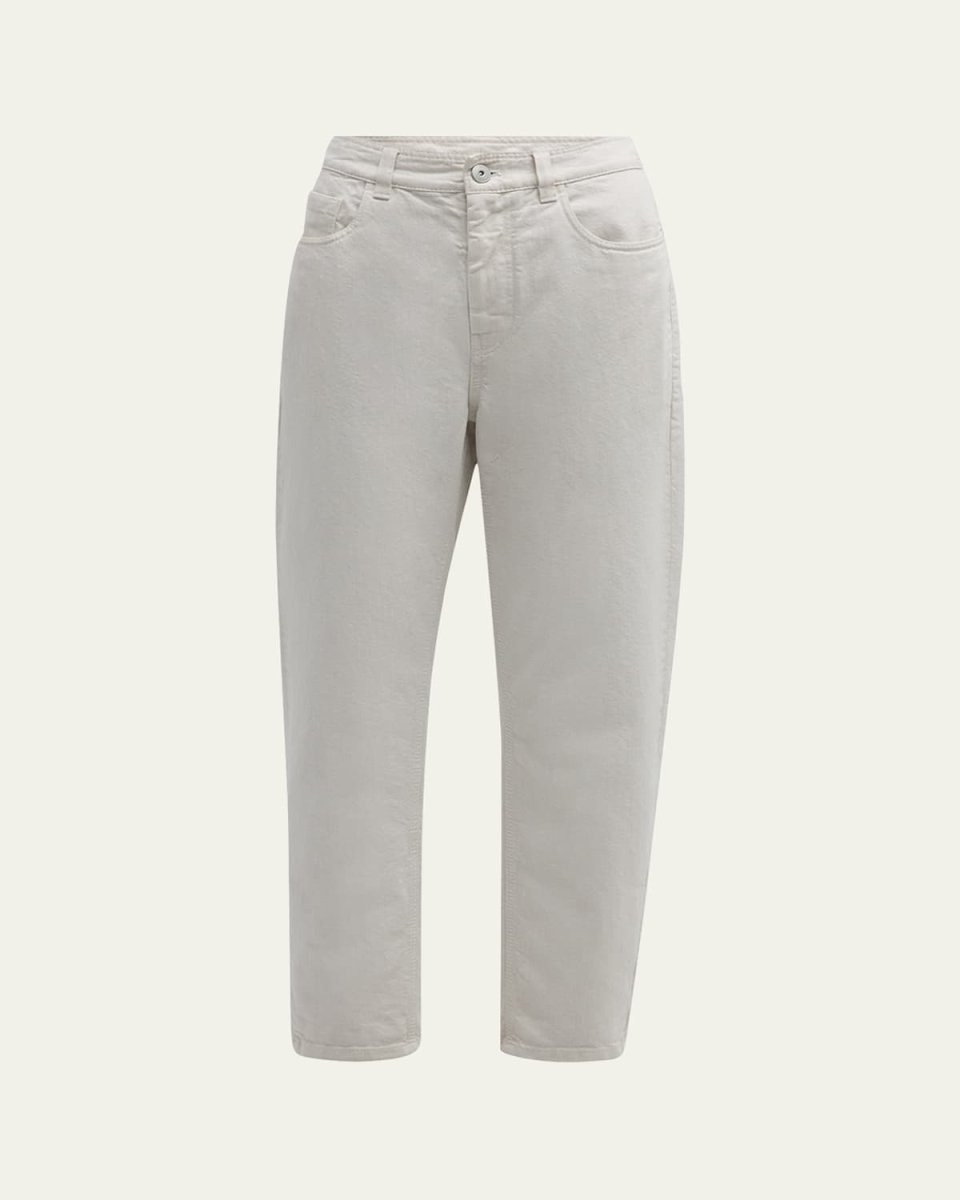 Shiny Piece-Dyed Tapered Baggy Ankle Jeans